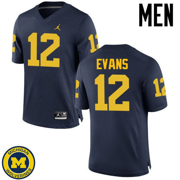 Mens University of Michigan #12 Chris Evans Navy High School Jersey